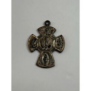 Catamore Sterling Silver Religious Cross Pendant – Vintage Four-Way Medal Charm